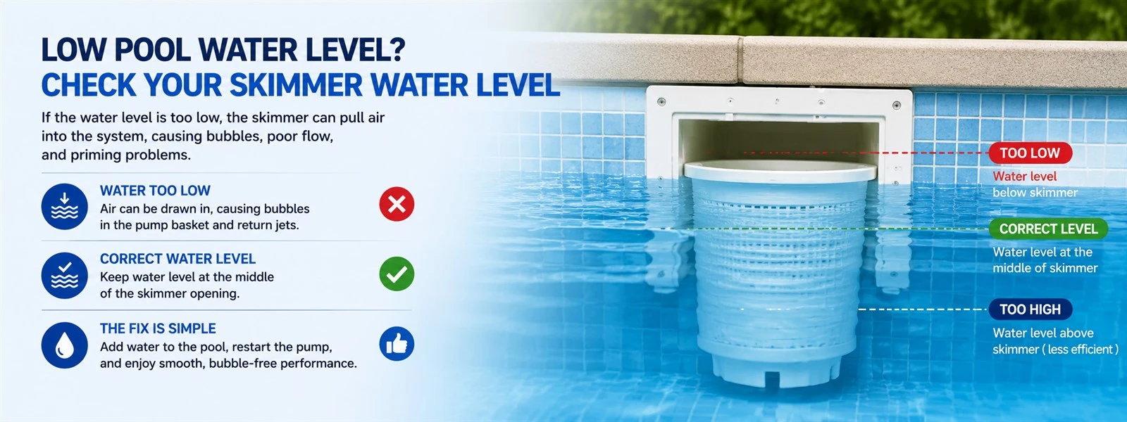 check your skimmer water level check your skimmer water level